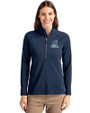 Citadel Bulldogs Vintage Cutter & Buck Adapt Eco Knit Stretch Recycled Womens Half Zip Pullover Navy Blue Front