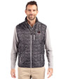 South Carolina Gamecocks College Vault Cutter & Buck Rainier PrimaLoft® Mens Eco Insulated Full Zip Printed Puffer Vest Black Front