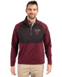 Texas A and M Aggies College Vault Cutter & Buck Adapt Eco Knit Hybrid Recycled Mens Quarter Zip Bordeaux/Black Front