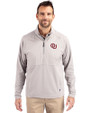 Oklahoma Sooners Vintage Cutter & Buck Adapt Eco Knit Hybrid Recycled Mens Quarter Zip Polished Medium Gray Front