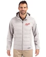 Dayton Flyers College Vault Cutter & Buck Evoke Hybrid Softshell Recycled Full Zip Mens Hooded Jacket CONCRETE Front
