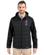 Kansas State Wildcats Wabash Vintage Cutter & Buck Evoke Hybrid Softshell Recycled Full Zip Mens Hooded Jacket Black Front