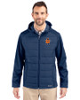 Syracuse Orange College Vault Cutter & Buck Evoke Hybrid Softshell Recycled Full Zip Mens Hooded Jacket Navy Blue Front