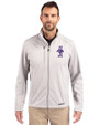 Kansas State Wildcats Wabash Vintage Cutter & Buck Evoke Softshell Recycled Full Zip Mens Jacket CONCRETE Front