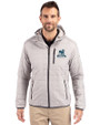 Citadel Bulldogs Vintage Cutter & Buck Rainier Primaloft Eco Mens Full Zip Hooded Jacket Polished Medium Gray Front