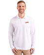 SMU Mustangs College Vault Cutter & Buck Advantage Eco Tri-Blend Pique Mens Long Sleeve Polo White Front