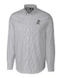 ETSU Buccaneers College Vault Cutter & Buck Stretch Oxford Stripe Mens Big and Tall Long Sleeve Dress Shirt Charcoal Mannequin