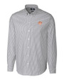 Texas Longhorns College Vault Cutter & Buck Stretch Oxford Stripe Mens Big and Tall Long Sleeve Dress Shirt Charcoal Mannequin