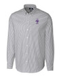 Kansas State Wildcats Wabash Vintage Cutter & Buck Stretch Oxford Stripe Mens Big and Tall Long Sleeve Dress Shirt Charcoal Mannequin