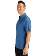 Dayton Flyers College Vault Cutter & Buck Pike Micro Floral Print Stretch Mens Polo Indigo Side