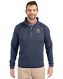 North Carolina Tar Heels College Vault Cutter & Buck Mainsail Sweater-Knit Mens Half Zip Pullover Jacket Liberty Navy Heather Front