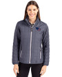 Tennessee Titans Americana Cutter & Buck Rainier PrimaLoft®  Womens Eco Insulated Full Zip Puffer Jacket Anthracite Melange Front