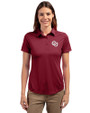 Oklahoma Sooners Vintage Cutter & Buck Prospect Eco Textured Stretch Recycled Womens Short Sleeve Polo Chutney Front