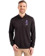 Kansas State Wildcats Wabash Vintage Cutter & Buck Virtue Eco Pique Recycled Quarter Zip Mens Big & Tall Pullover Black Front