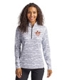 Texas Longhorns College Vault Cutter & Buck Traverse Stretch Eco Camo Print Quarter Zip Womens Pullover Charcoal Front