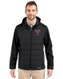 Texas A and M Aggies College Vault Cutter & Buck Evoke Hybrid Eco Softshell Recycled Full Zip Mens Big & Tall Hooded Jacket Black Front