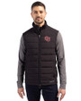 Oklahoma Sooners Vintage Cutter & Buck Evoke Hybrid Softshell Recycled Mens Full Zip Vest Black Front
