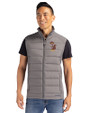 Minnesota Golden Gophers College Vault Cutter & Buck Evoke Hybrid Softshell Recycled Mens Full Zip Vest Elemental Grey Front