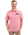Delaware State Hornets Cutter & Buck Virtue Eco Pique Botanical Print Recycled Mens Polo Red Front