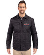 Delaware State Hornets Cutter & Buck Rainier PrimaLoft® Mens Big and Tall Eco Insulated Quilted Shirt Jacket Black Front