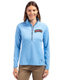Delaware State Hornets Cutter & Buck Adapt Recycled Soft Knit Stretch Womens Half Zip Pullover Atlas Light Blue Front