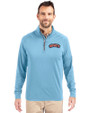 Delaware State Hornets Cutter & Buck Adapt Eco Knit Stretch Recycled Mens Quarter Zip Pullover Atlas Light Blue Front