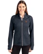 Texas Longhorns Cutter & Buck Mainsail Sweater-Knit Womens Full Zip Hooded Jacket Liberty Navy Heather Front