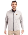Texas Longhorns Cutter & Buck Adapt Eco Knit Hybrid Recycled Mens Big & Tall Full Zip Jacket Polished Medium Gray Front