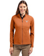 Texas Longhorns Cutter & Buck Adapt Eco Knit Heather Recycled Womens Full Zip Texas Orange Heather Front