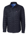 Carolina Panthers Americana Cutter & Buck Rainier PrimaLoft® Mens Eco Insulated Quilted Shirt Jacket Dark Navy Mannequin
