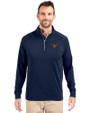 Texas Longhorns Cutter & Buck Adapt Eco Knit Stretch Recycled Mens Quarter Zip Pullover Navy Blue Front
