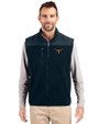 Texas Longhorns Cutter & Buck Cascade Eco Sherpa Mens Big and Tall Fleece Vest Navy Blue Front