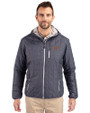 Texas Longhorns Cutter & Buck Rainier Primaloft Eco Mens Full Zip Hooded Jacket Anthracite Melange Front