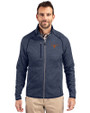 Texas Longhorns Cutter & Buck Mainsail Sweater-Knit Mens Full Zip Jacket Liberty Navy Heather Front