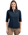 Texas Longhorns Cutter & Buck Virtue Eco Pique Recycled Half Zip Pullover Womens Hoodie Navy Blue Front