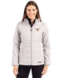 Texas Longhorns Cutter & Buck Evoke Hybrid Softshell Recycled Full Zip Womens Hooded Jacket CONCRETE Front