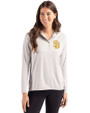 San Diego Padres Cutter & Buck Coastline Epic Comfort Recycled Womens Hooded Shirt CONCRETE Front