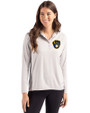Milwaukee Brewers Cutter & Buck Coastline Epic Comfort Recycled Womens Hooded Shirt CONCRETE Front