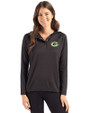 Green Bay Packers Cutter & Buck Coastline Epic Comfort Recycled Womens Hooded Shirt Black Front