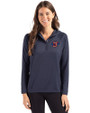 Jacksonville Jumbo Shrimp Cutter & Buck Coastline Epic Comfort Recycled Womens Hooded Shirt Navy Blue Front