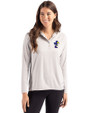 Kansas Jayhawks College Vault Cutter & Buck Coastline Epic Comfort Recycled Womens Hooded Shirt CONCRETE Front