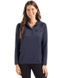 Pittsburgh Steelers Americana Cutter & Buck Coastline Epic Comfort Recycled Womens Hooded Shirt Navy Blue Front