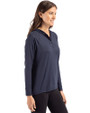 Atlanta Falcons Americana Cutter & Buck Coastline Epic Comfort Recycled Womens Hooded Shirt Navy Blue Side