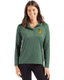 Baylor Sailor Bear College Vault Cutter & Buck Coastline Epic Comfort Recycled Womens Hooded Shirt Hunter Green Front