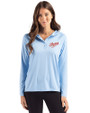 Dayton Flyers College Vault Cutter & Buck Coastline Epic Comfort Recycled Womens Hooded Shirt Atlas Light Blue Front