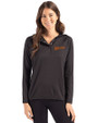 Idaho State Bengals College Vault Cutter & Buck Coastline Epic Comfort Recycled Womens Hooded Shirt Black Front