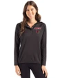 Louisville Cardinals Cutter & Buck Coastline Recycled Double Peached Womens Hooded Pullover Black Front