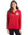 Nebraska Cornhuskers Cutter & Buck Coastline Epic Comfort Recycled Womens Hooded Shirt Cardinal Red Front