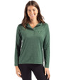 South Florida Bulls Cutter & Buck Coastline Epic Comfort Recycled Womens Hooded Shirt Hunter Green Front