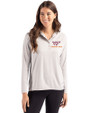 Virginia Tech Hokies Cutter & Buck Coastline Epic Comfort Recycled Womens Hooded Shirt CONCRETE Front